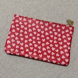 Ipsy Heart Themed Makeup Pouch-Red/Pink-ZipTop-EUC